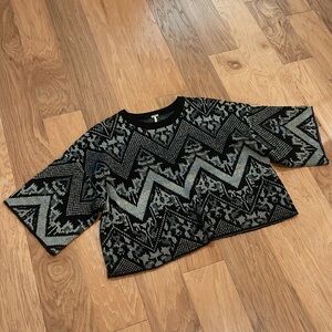 Free People Black, Ivory, and Gray Patterned Sweater